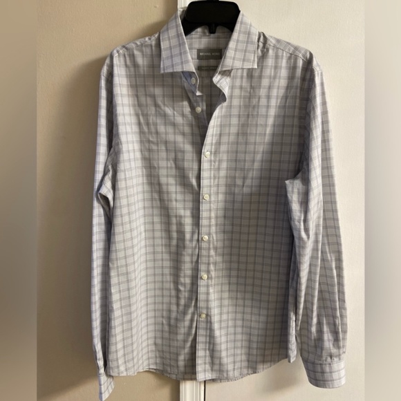 Michael kors men’s  grey stretch slim fit casual button down shirt. Large.‎ NWT - Picture 1 of 8